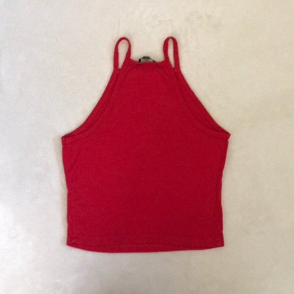 Red ribbed crop top - Picture 2 of 3